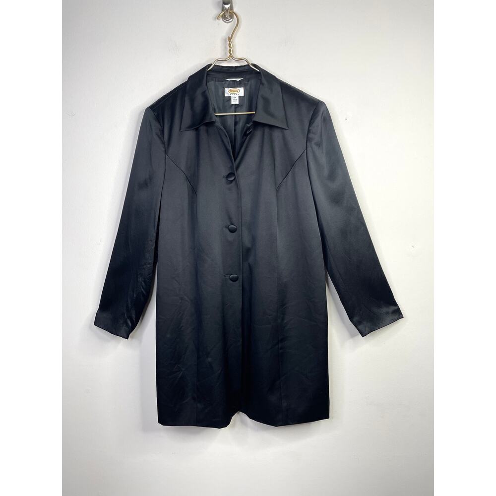 Talbots Vintage Black All Silk Long Jacket Blazer 90s Minimalist Wedding 16W 16